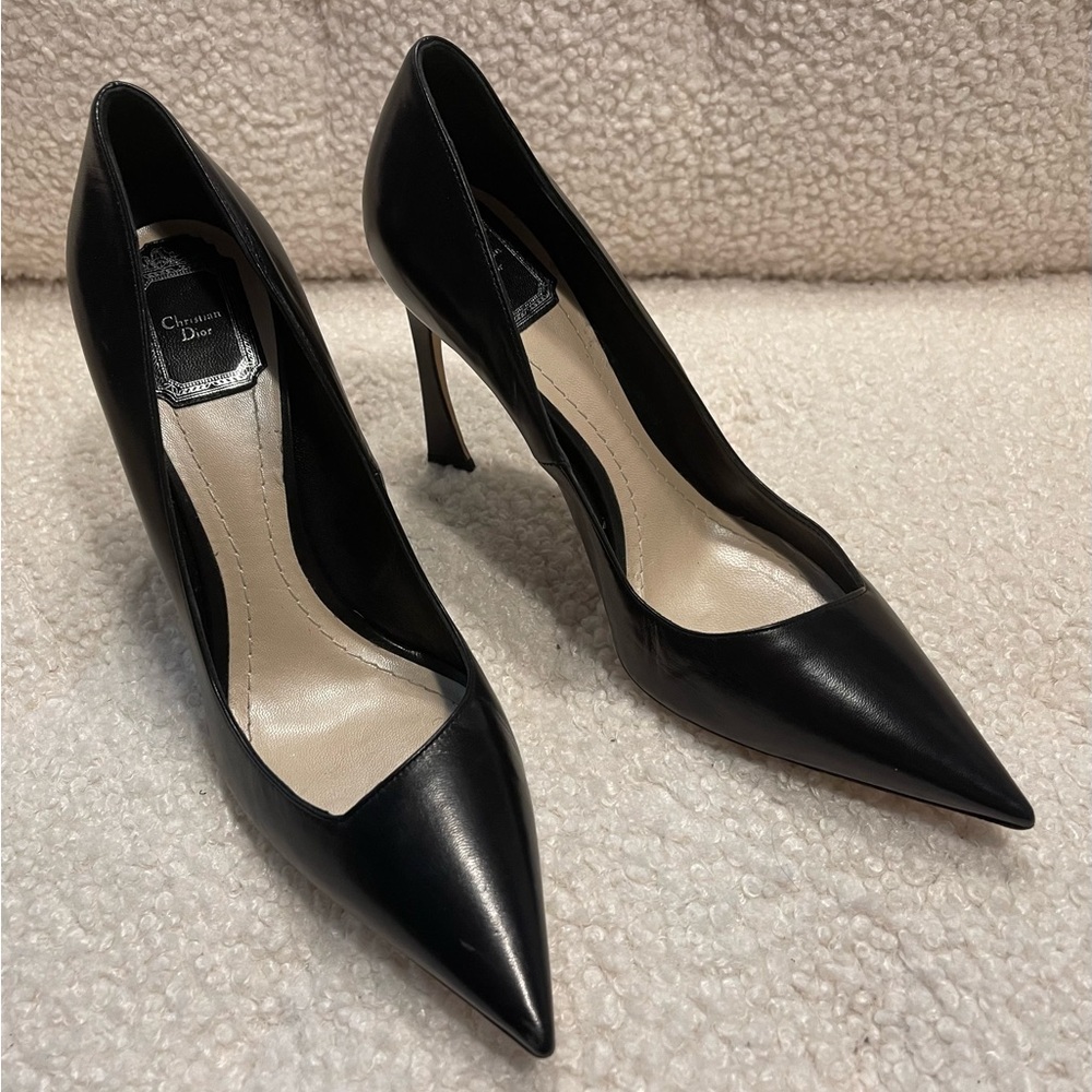 Christian Dior Defile Black Leather Pointy Pump High Heel EU 40 US 10